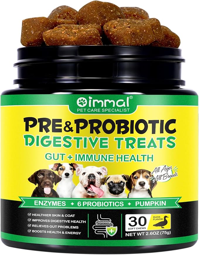 Probiotics for Dogs,Dog Probiotics for Digestive Enzymes, Gut Health,Itchy Skin, Allergies, Yeast Balance,Probiotics Chew for Dogs,Dog Probiotics for Small, Medium and Large Dogs, 30 Count,Duck Flavor