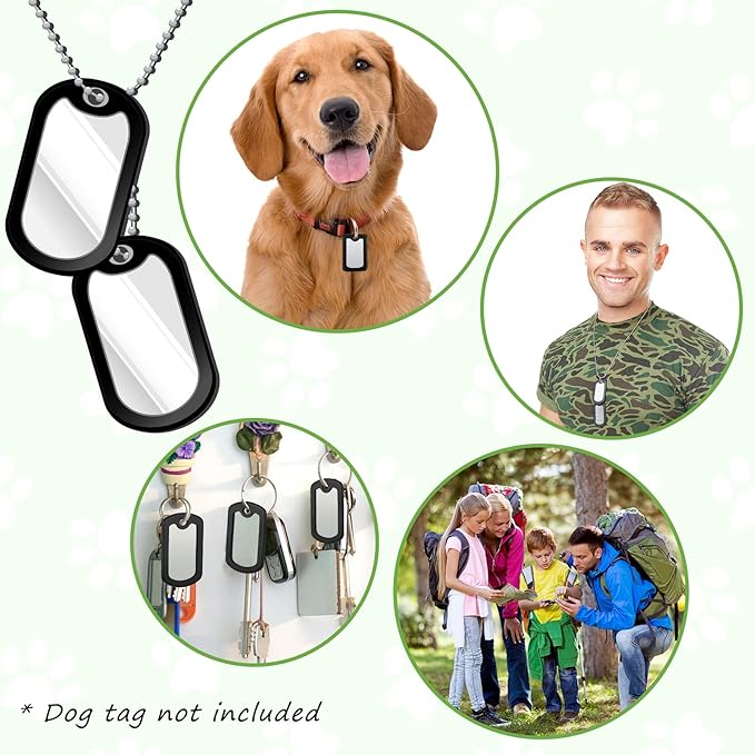 10 Pack Dog Tag Silicone Silencer Black Military Dog Tags Silencers for Authentic Military Id Tags Rubbers to Reduce Noise and Protect Tag, 52 x 31 mm/ 2.04 x 1.22 Inches