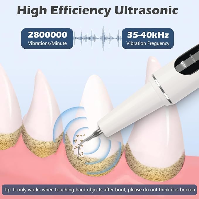 Plaque Remover for Teeth,Dog Teeth Cleaning kit,Tartar Remover for Dog Tooth,5 Modes Ultrasonic Dental Tool Cleaner & Scraper for Pet Tooth with Led Light-White