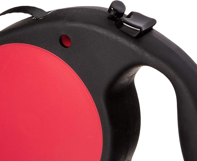 doggo Everyday Retractable Dog Leash, 13' Long Belt, Small for Dogs Up to 45 lbs, Red with Black Soft Grip Handle