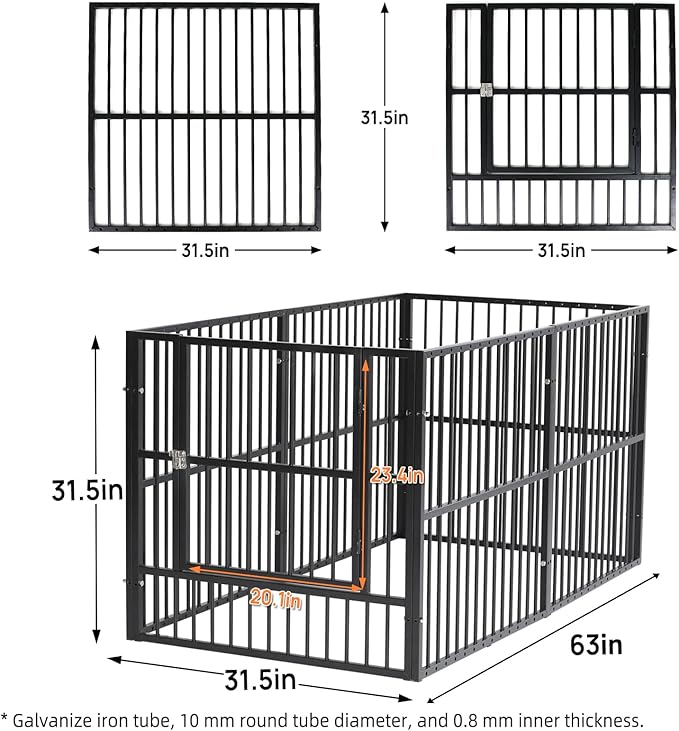 Dog Playpen 31.5" Height Puppy Pen,Heavy duty 31"- 63" Inch Extendable, Safe and Sturdy dog pens, Easy Assemble for Outdoor Indoor pet playpen