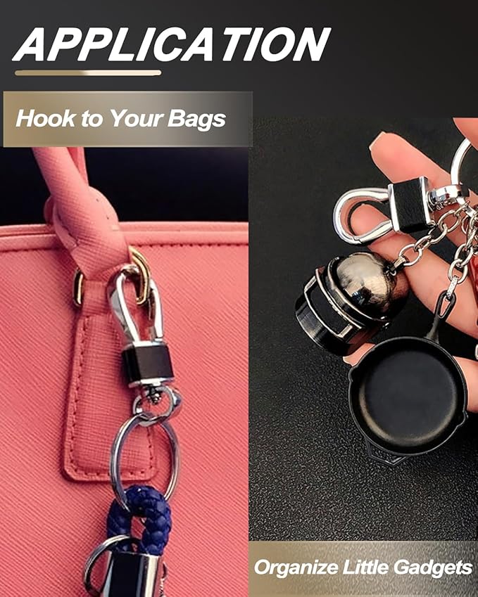 FEYOUN 4 Pack Metal Carabiner Keychain Key Clip Hook, 4 Key Rings Car Key Chain Clips Ring Holder Organizer for Men and Women, Car Accessories, Multi Color