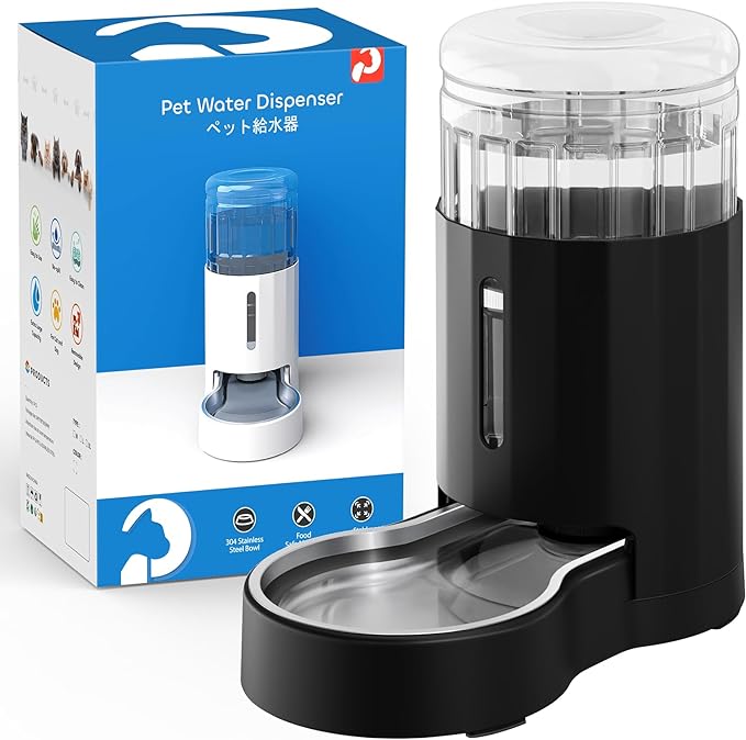 CZPET Dog Water Bowl Dispenser, 4L/1Gal/135Oz Stainless Steel Bowl, Automatic Gravity Cat Water Dispenser, Cat Water Bowl, Safe and Unplugged for Cat Dog
