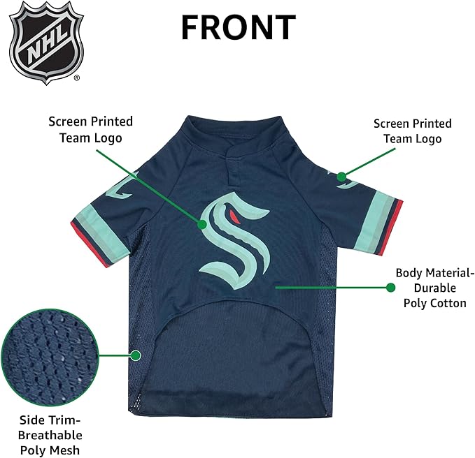 Pets First NHL Seattle Kraken Jersey for Dogs & Cats, Large