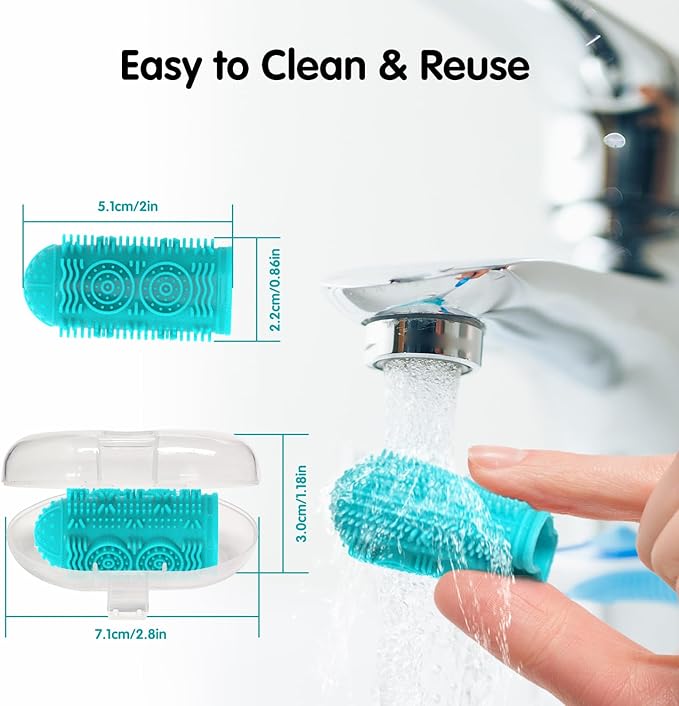 Coredy 4 Pack Dog Toothbrush, Soft Silicone Pet Toothbrush, Finger Toothbrush Covers Set for Dog Teeth Cleaning & Dog Dental Care