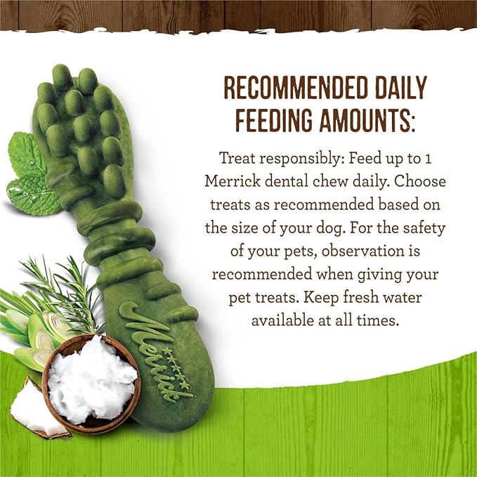 Merrick Fresh Kisses Natural Dental Chews Infused With Coconut And Botanical Oils For Medium Dogs 25-50 Lbs - 10 ct. Bag