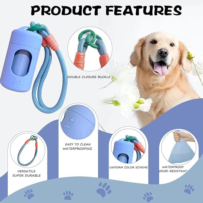 A&H ZIER Poop Bags Holder with Portable Colorful Lanyard, Soft-touch Dog Poop Bags Dispenser Dog Waste Bags, Compatible with any Dog Walking Accessories