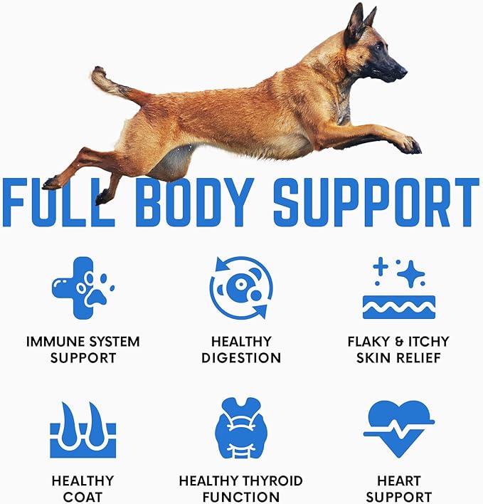 Kelp Powder, Dried Sea Kelp Supplement for Optimal Pet Health, Multifunctional Dog Vitamins Rich with Iodine & Omegas for Thyroid Health, Dental, Immune, Digestive, & Heart Health, 453g