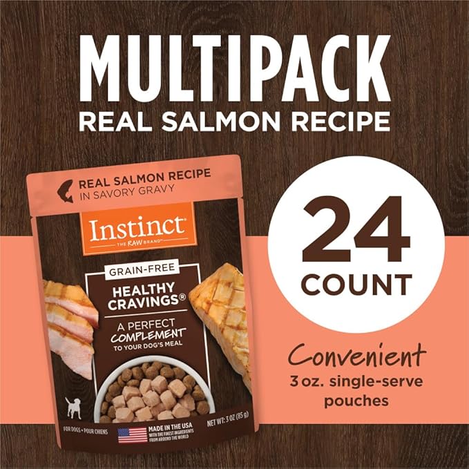 Nature's Variety Instinct Healthy Cravings Grain Free Real Salmon Recipe Natural Wet Dog Food Topper, 3 Ounce (Pack of 24)