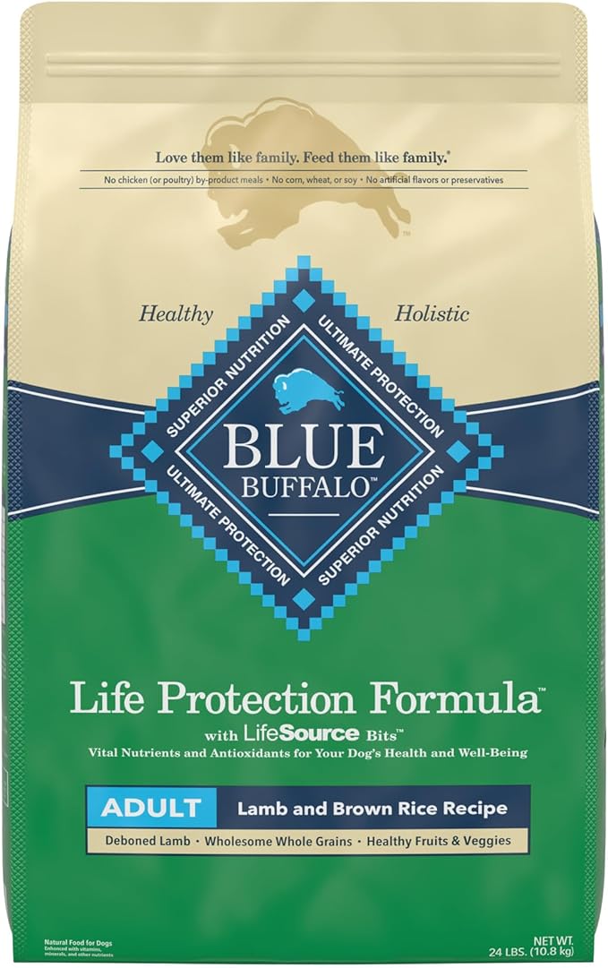 BLUE BUFFALO Life Protection Formula Natural Adult Dry Dog Food, Lamb and Brown Rice 24-lb