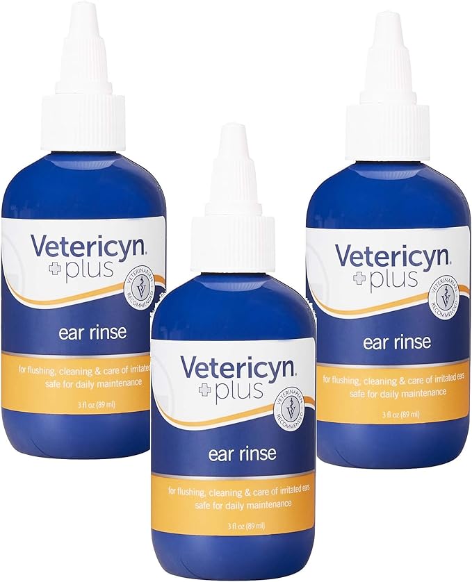 Vetericyn Plus Ear Rinse, 3 Pack of 3 Ounces each, All Animal Daily Ear Care