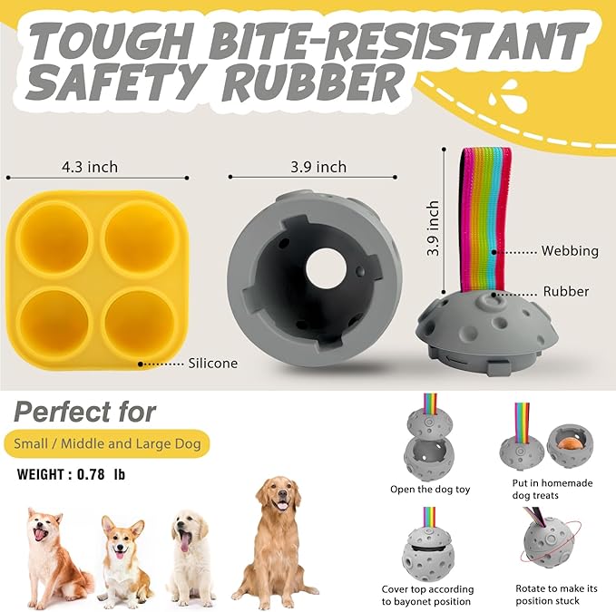 Dog toys,Dog Puzzle Toys to Keep Them Busy,Dog Ball Toys for 20-80Lbs,Treat Dispensing Dog Toys,Dog Treat Dispenser,Freezable Fillable Dog Food Toys,Large Interactive Rubber Dog Chew Toys
