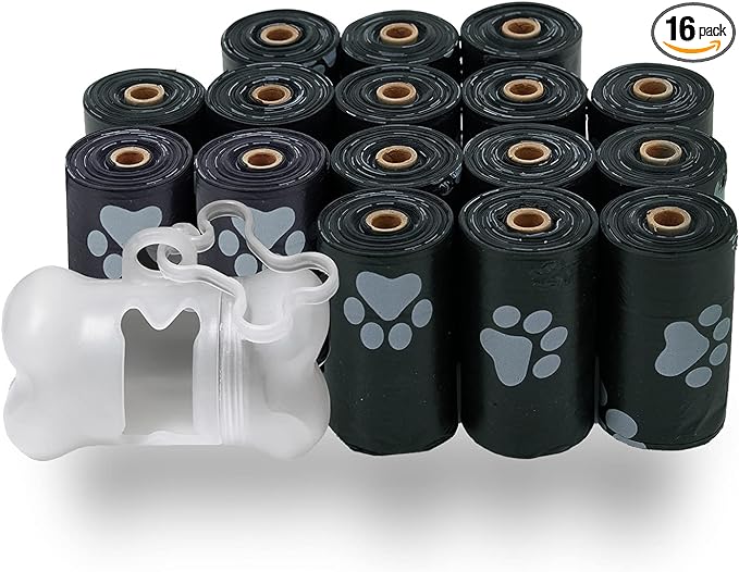 Best Pet Supplies Dog Poop Bags (240 Bags) for Waste Refuse Cleanup, Doggy Roll Replacements for Outdoor Puppy Walking and Travel, Leak Proof and Tear Resistant, Thick Plastic - Black