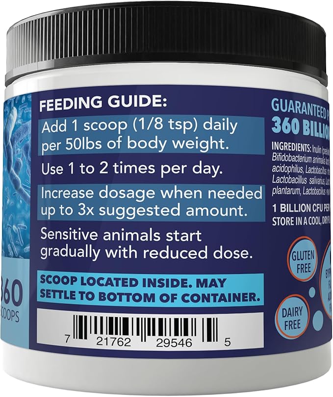 Probiotics for Dogs -(360 Scoops)-Probiotic Miracle -Advanced, Species Specific Probiotics and Prebiotics to Stop Diarrhea, Loose Stool, and Yeast-Plus Immune Support