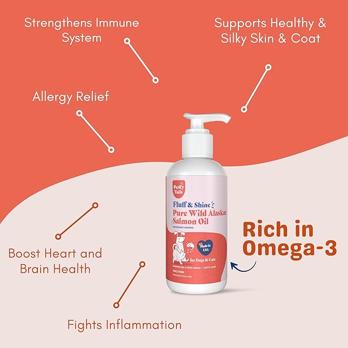 Pure Wild Alaskan Salmon Oil for Dogs and Cats - 16oz, Premium Omega 3 Supplement Fish Oil, Dog Vitamins and Supplements for Skin and Coat, Joint Support, Immune Support and Allergy Relief