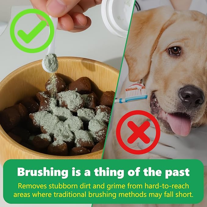 Teeth Cleaning Powder for Dogs, Dog Breath Freshener, Dental Powder for Dogs Teeth with Probiotics Help Reduce Bad Breath, Plaque Tartar Remover, Dog Teeth Powder for Small, Medium, Large Dogs 30g