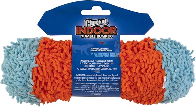 Chuckit Indoor Fetch Tumble Bumper Dog Toy (8.5 Inch), Orange and Blue