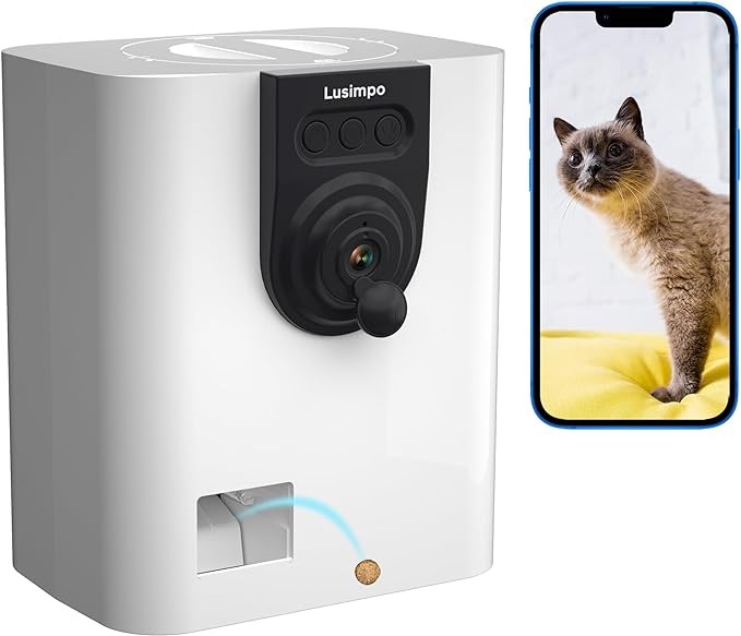 Pet Camera with Treat Dispenser, WiFi Smart Dog/Cat Camera, Free App, Tossing for Dogs/Cats, 1080P Camera, Live Video, Auto Night Vision, 2-Way Audio, No Monthly Fee