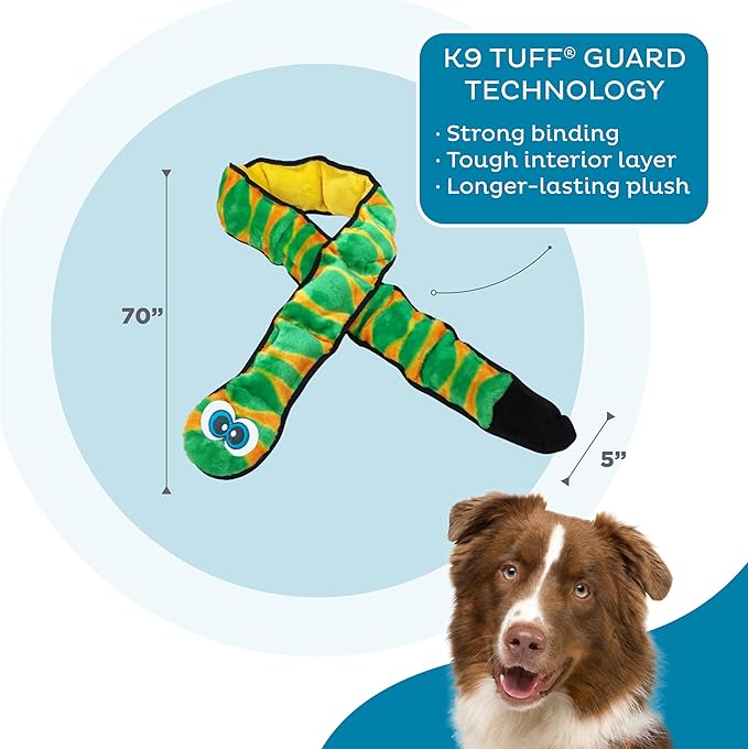 Outward Hound Durablez Green Snake Plush Dog Toy, XXL