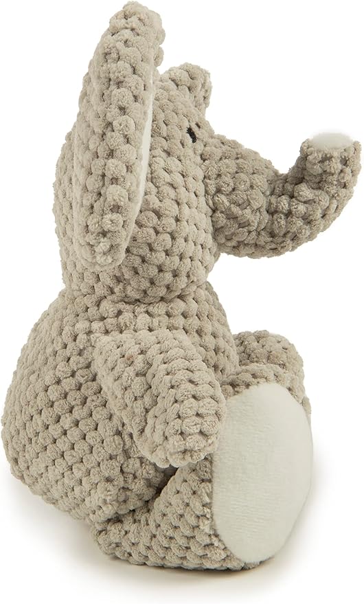 goDog Checkers Elephant Squeaky Plush Dog Toy, Chew Guard Technology - Gray, Small