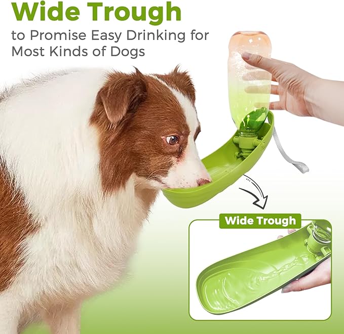 2Pack Dog Water Bottle, 19oz Collapsible Dog Travel Water Bottle, Portable Dog Water Dispenser with Foldable Drinking Cup Bowl for Walking, Lightweight, Leak-Proof, BPA Free, Pink & Green