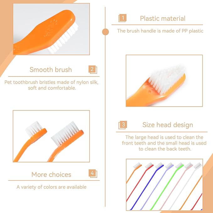 70 Pieces Dual End Dog Toothbrush Pet Toothbrush, Dual headed Pet Tooth Brush, Soft Grooming Dual Side Dog ToothBrush Multicolored for Pet Teeth Cleaning