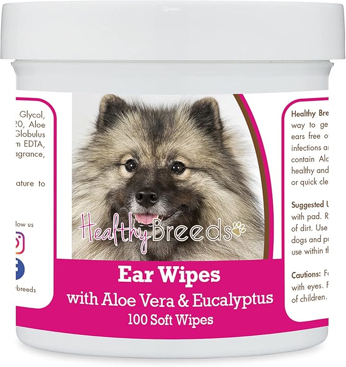 Healthy Breeds Keeshonden Ear Cleaning Wipes with Aloe & Eucalyptus for Dogs 100 Count
