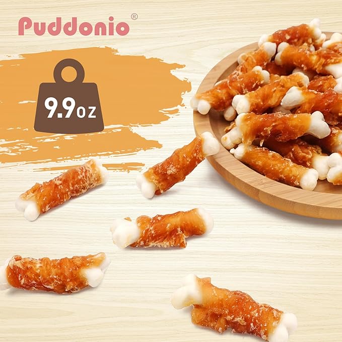 Dog Treats, 2.3 Inch Chicken Wrapped Calcium Bones, Rawhide Free Dog Chews Natural and Chewy Dog Treats, Dog Training Snacks for Small Dogs, 9.9 oz