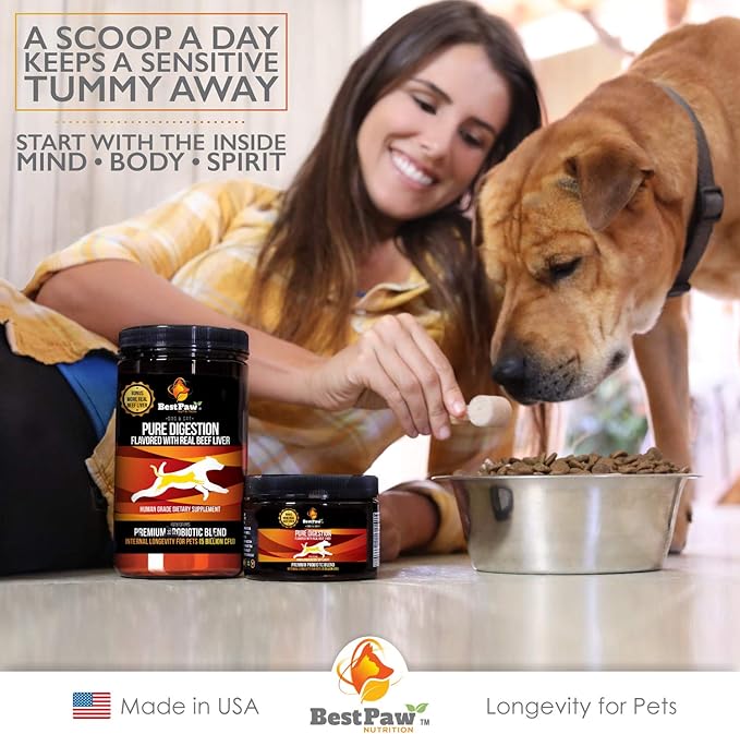 Dog & Cat Premium Probiotic Prebiotic & Digestive Enzymes 5 Billion CFU Organic Turmeric Coconut Oil Pure Pumpkin & Kelp for Healthy Bowels Gut & UTIs