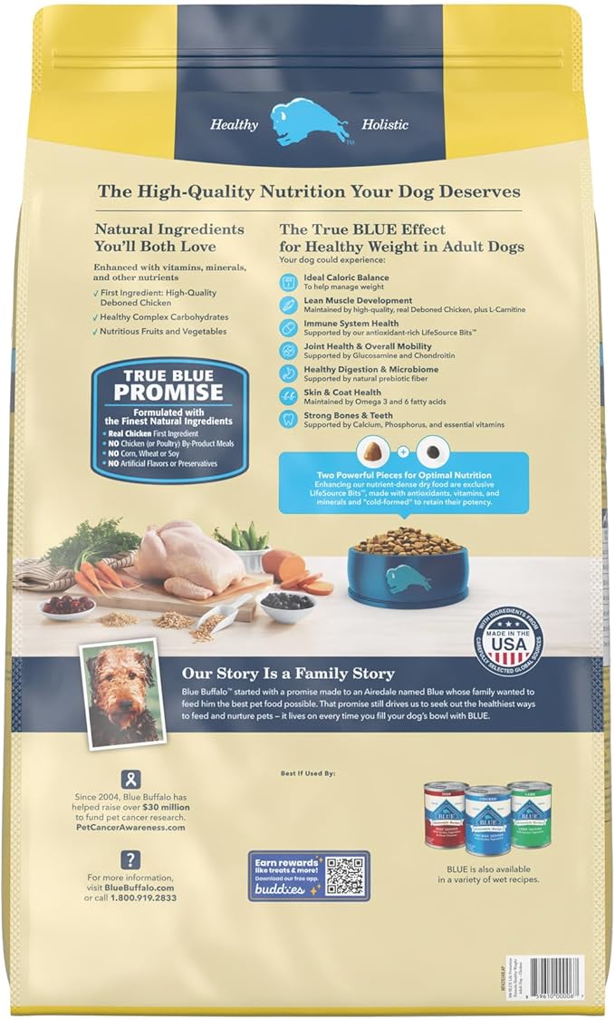 Blue Buffalo Life Protection Formula Natural Adult Healthy Weight Dry Dog Food, Chicken and Brown Rice 30-lb