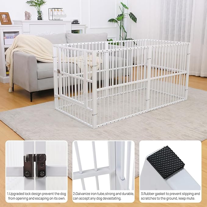 Dog Playpen 31.5" Height Puppy Pen,Heavy duty 31"- 63" Inch Extendable, Safe and Sturdy dog pens, Easy Assemble for Outdoor Indoor pet playpen
