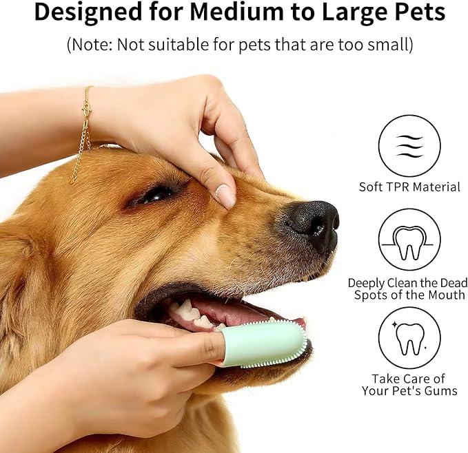 Dog Toothbrush 3 Pcs, Finger Toothbrush Dental Care for Pet, Toothbrush for Dogs Teeth Cleaning Suitable for Medium and Large Dogs