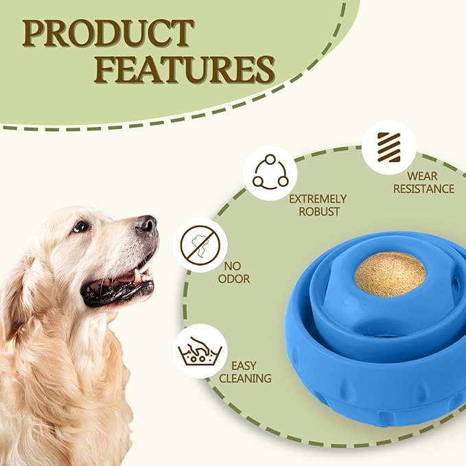 Freezable Fillable Dog Toy: Long-Lasting Rubber Chew Toy with Silicone Treat Tray, Distracts Your Pup from Boredom, Reusable & Dishwasher Safe, for Large Dogs 25lbs+, Blue