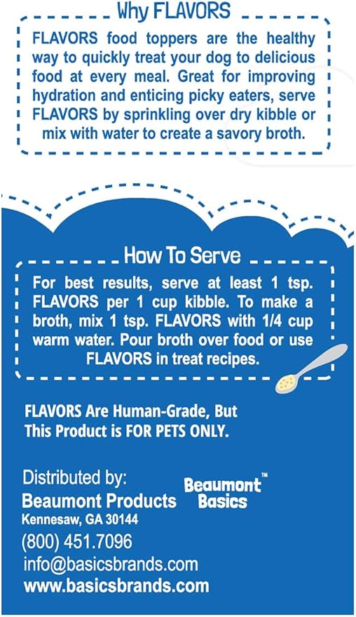 Flavors Food Topper for Dogs - White Cheddar Recipe - Natural, Grain Free - Perfect Seasoning, Gravy, Sprinkle and Liquid Treat Mix for Picky Dog or Puppy, 6 oz