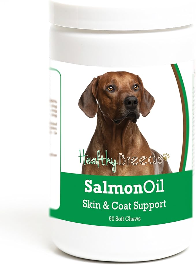 Healthy Breeds Rhodesian Ridgeback Salmon Oil Soft Chews - Essential Omega Supplement to Help Support Your Dogs' Heart, Joints, Skin, Coat, & Immune System - 90 Count