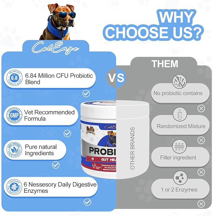 Probiotics for Dogs with 6 Digestive Enzymes, Anti Diarrhea, Aiding with Dog Upset Stomach, Pre and Probiotic Soft Chews for Dogs, Digestive Health Support Chicken Flavor 90 Count