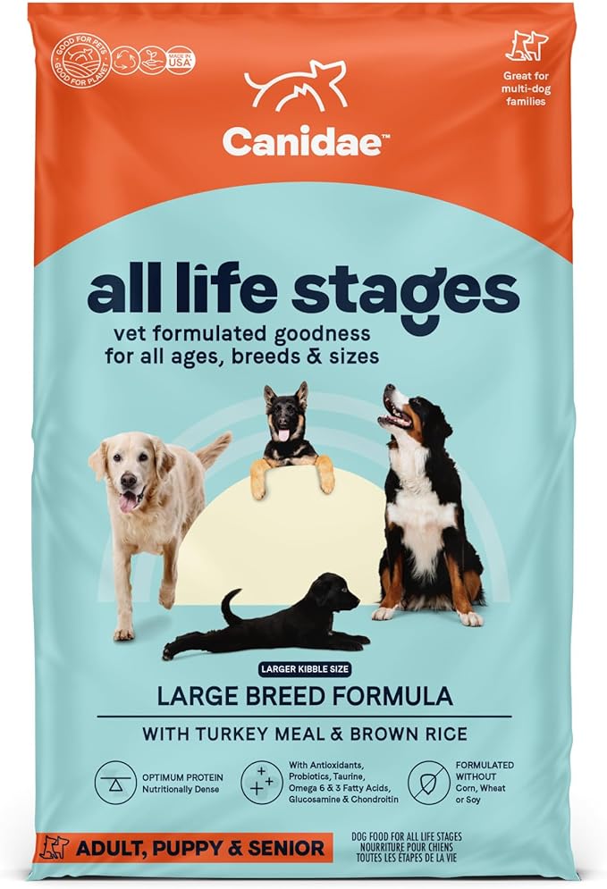 Canidae All Life Stages Dry Dog Food, Large Breed Formula with Turkey Meal & Brown Rice, 40 lbs.