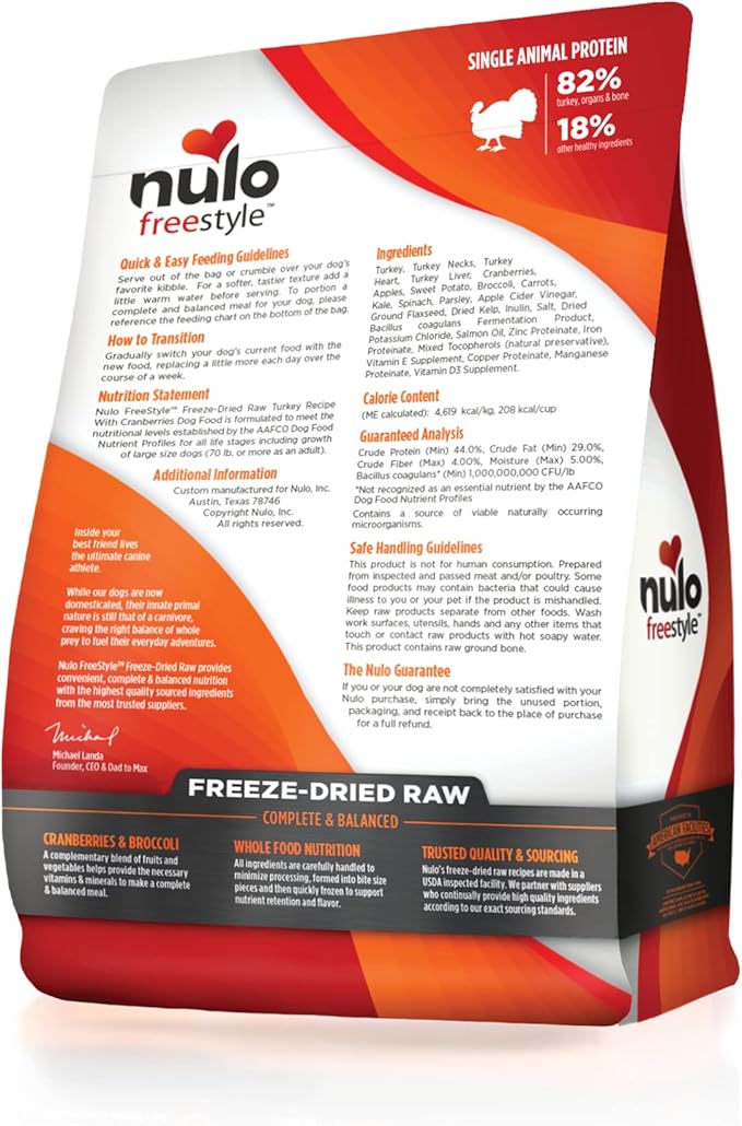 Nulo Freestyle Freeze-Dried Raw, Ultra-Rich Grain-Free Dry Dog Food for All Breeds and Life Stages with BC30 Probiotic for Digestive and Immune Health