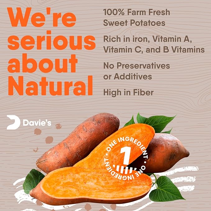 Davie's Sweet Potato Dog Training Treats - Bite Size Dog Treats for Small or Large Dogs, Vegan Dog Training Treats, Made in The USA, Grain Free, Alternative to Rawhide Chews