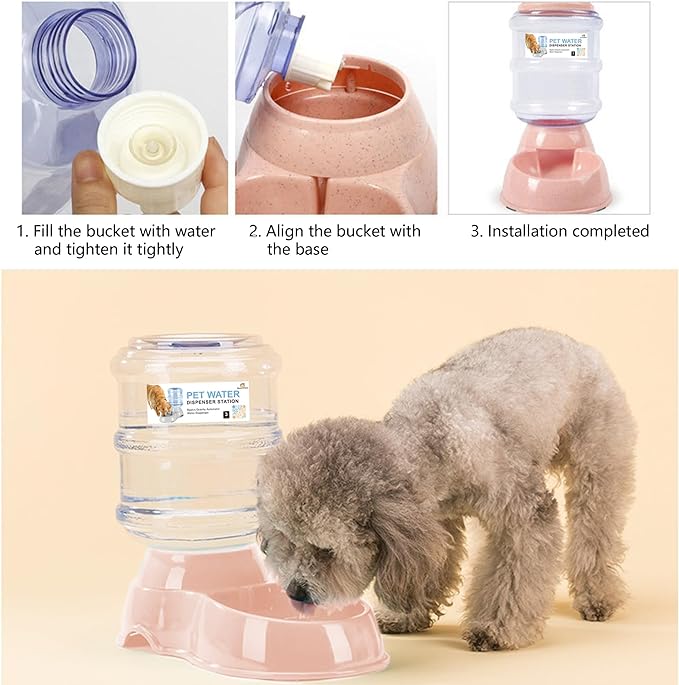 Dog Water Dispenser for Large Dogs and Cats, 1 Gallon Gravity Automatic Feeder, Cat and Dog Water Dispenser Station, Cat Water Dispenser, Large Size Dog Drinking Fountain