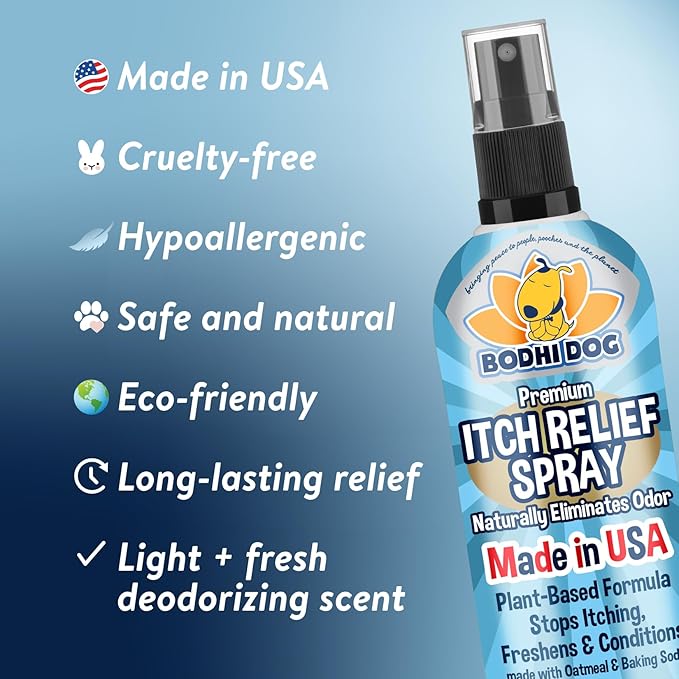 Bodhi Dog Anti Itch Spray | Natural Soothing Relief for Dry, Itchy, Bitten or Allergy Damaged Skin Treatment | Anti Itch Spray for Dogs & Cats | Made in USA (Oatmeal, 8 oz)