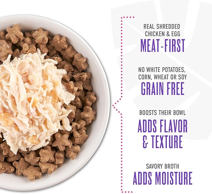 Tiki Dog Born Carnivore Protein Booster Dog Food Topper, Chicken and Egg Recipe in Broth, 2.1 oz. Pouch (12 Count)