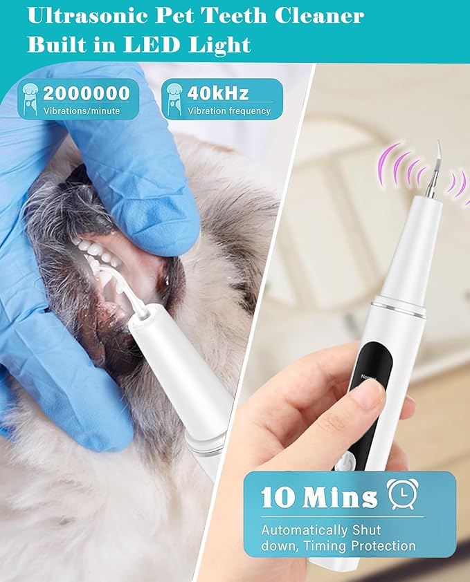 Plaque Remover for Teeth - 5 Modes Pet Ultrasonic Toothbrush Cleaner - Teeth Cleaning Kit for Tartar and Stains - Suitable for Dogs and Cats