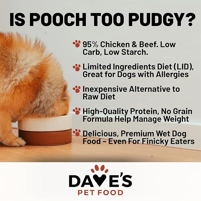 Dave's Pet Food Grain Free Wet Dog Food (95% Chicken & Beef), Made in USA, Limited Ingredients, Wheat & Gluten-Free, Added Vitamins & Minerals, 12.5 oz Cans (Case of 12)
