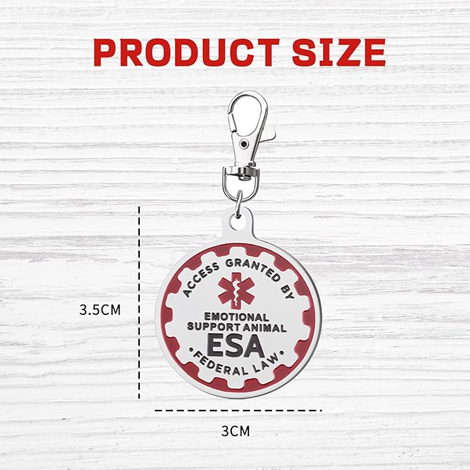 Service Dog Tag Service Dog ID Tag Engraved Stainless Steel Enameled Regular Emotional Support Dog Animal Tags for Large Dogs Cats Collars Vests Harnesses Essential Name Badge