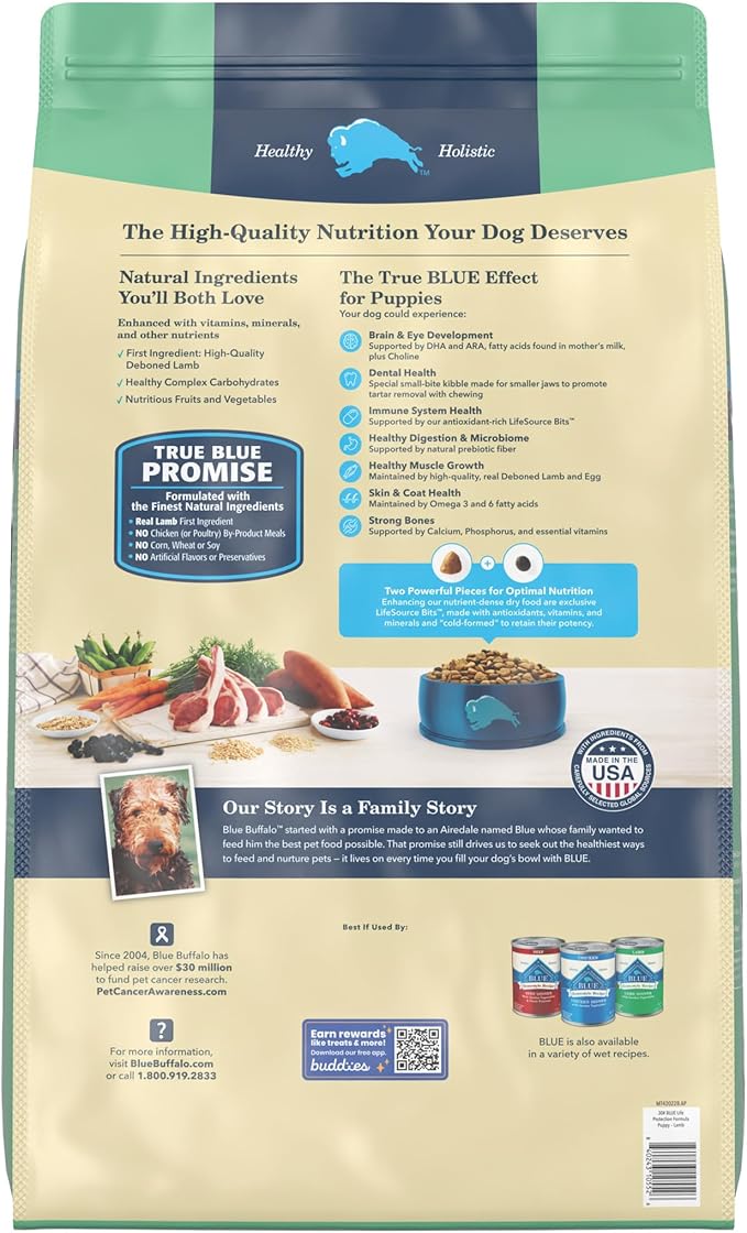 Blue Buffalo Life Protection Formula Natural Puppy Dry Dog Food, Lamb and Oatmeal 30-lb
