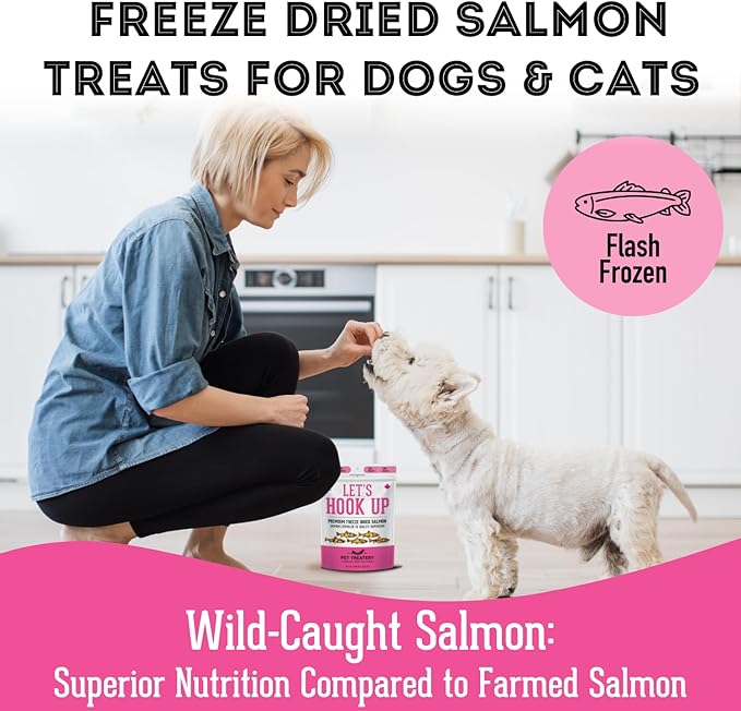Freeze Dried Salmon Treats for Dogs & Cats (1.76 oz, Pack of 1) - Single Ingredient Dog Treats, Cat Treats - Natural Dog Treats, Grain Free