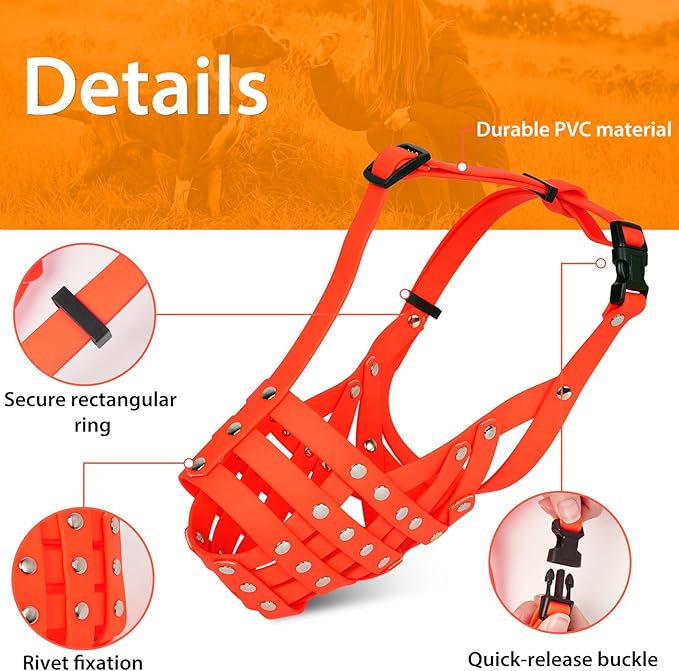 Mayerzon Pitbull Muzzle, Basket Muzzle for Medium Large Sized Dogs to Prevent Biting Scavenging Chewing, Soft Rottweiler Muzzle for Walking Training, Allow to Pant Drink, Lightweight and Sturdy