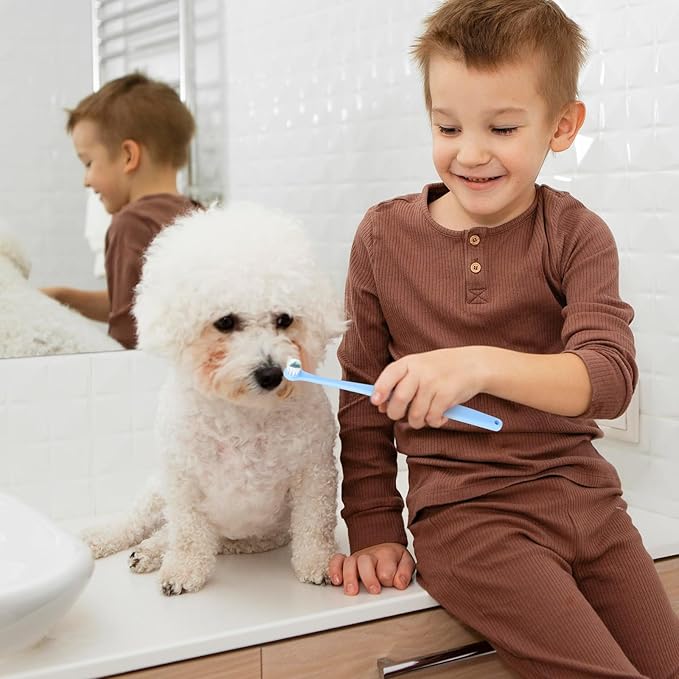 5pcs Dog Cat Toothbrush for Pet Dental Care, Micro Head Pets Toothbrush with Soft Bristles for Dog Oral Hygiene Deep Clean, Multi-Angle Round Pointed Cat Toothbrush