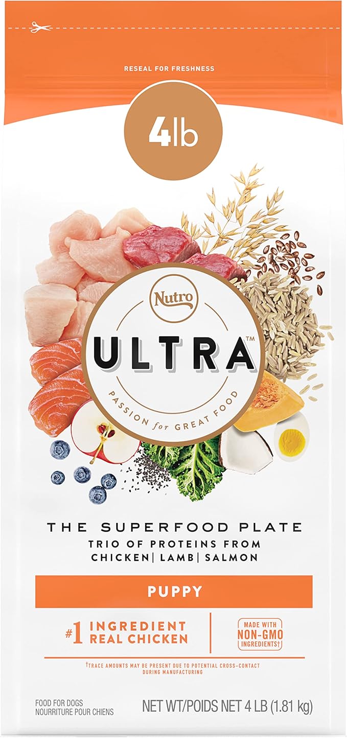 Nutro ULTRA High Protein Natural Dry Dog Puppy Food with a Trio of Proteins from Chicken Lamb and Salmon, 4 lb. Bag